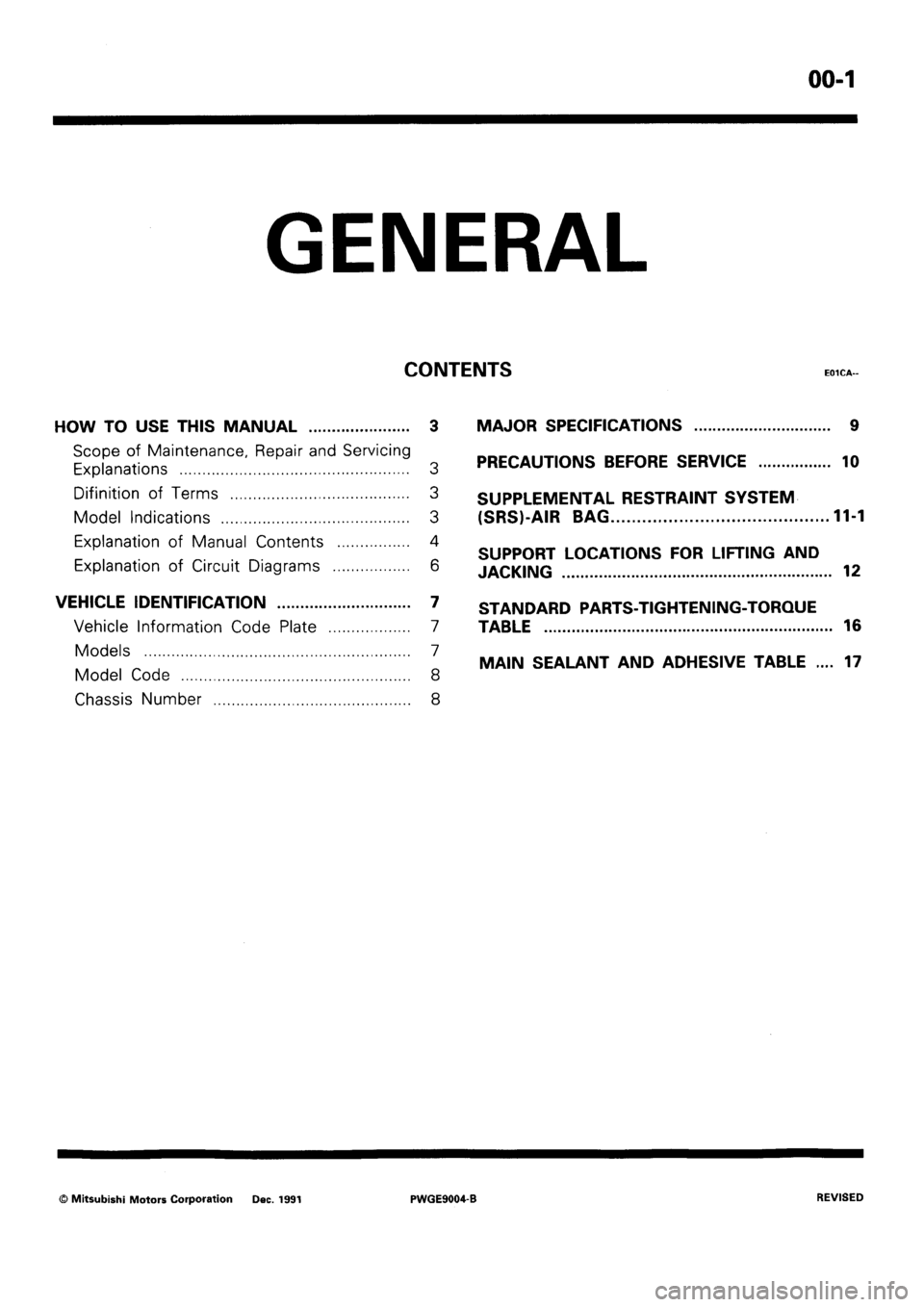 MITSUBISHI SIGMA 1991  Workshop Manual 