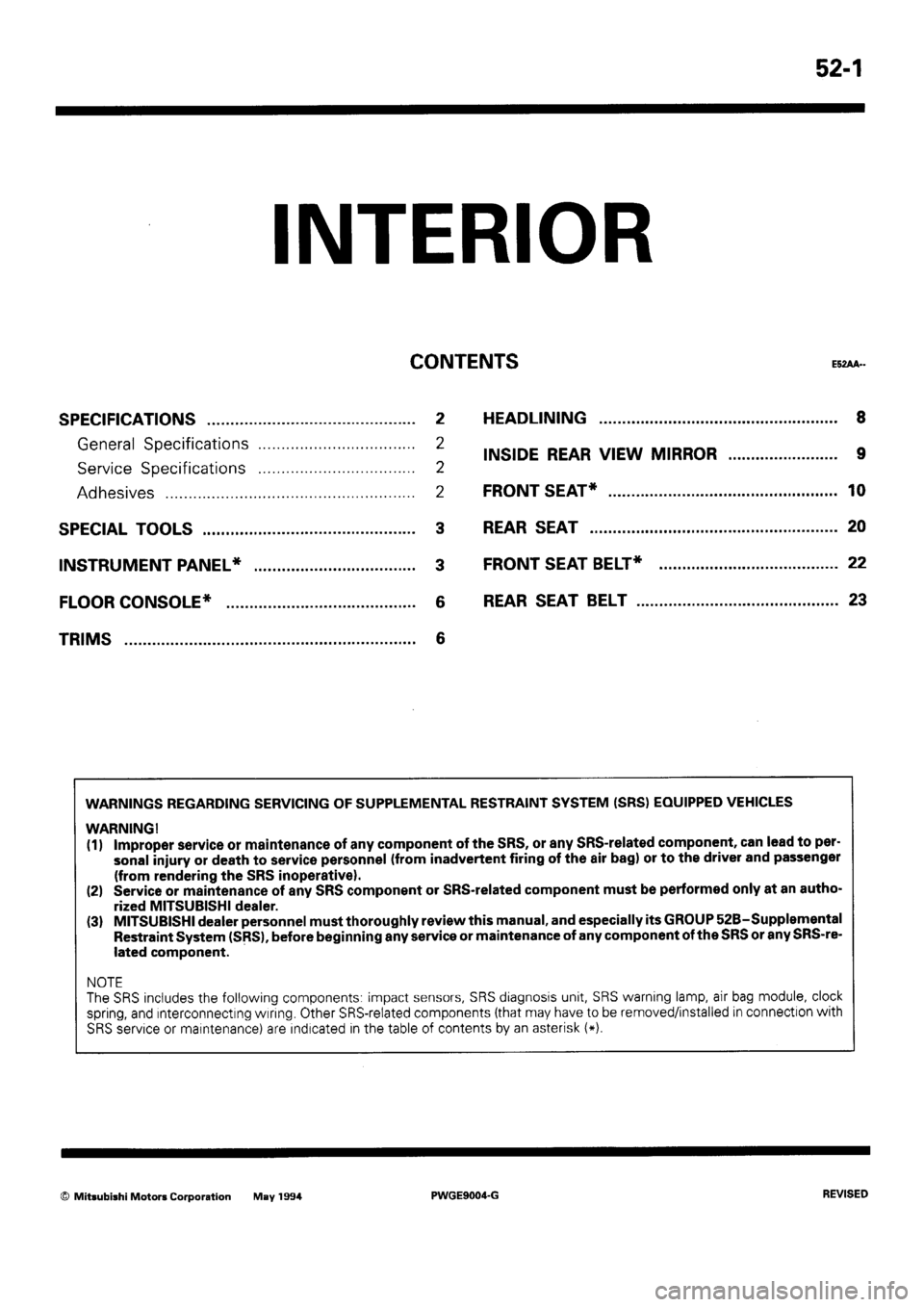 MITSUBISHI SIGMA 1991  Workshop Manual 