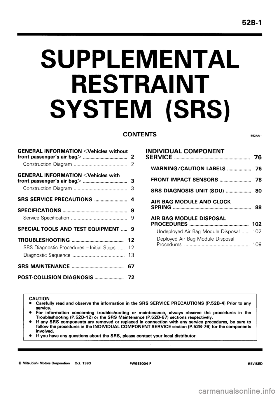 MITSUBISHI SIGMA 1991  Workshop Manual 