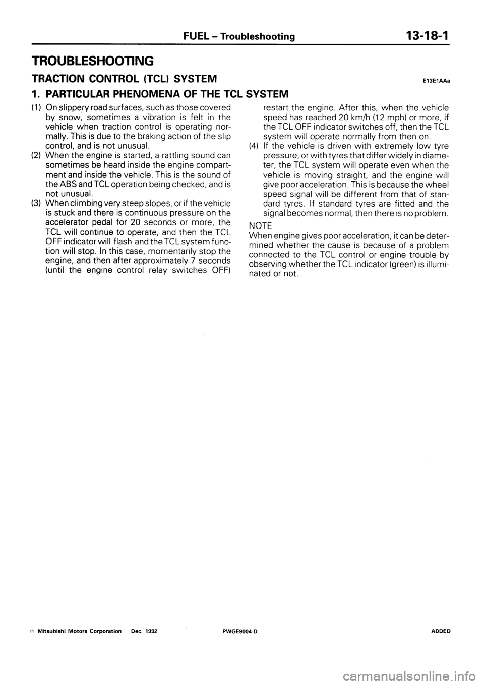 MITSUBISHI SIGMA 1991  Workshop Manual 