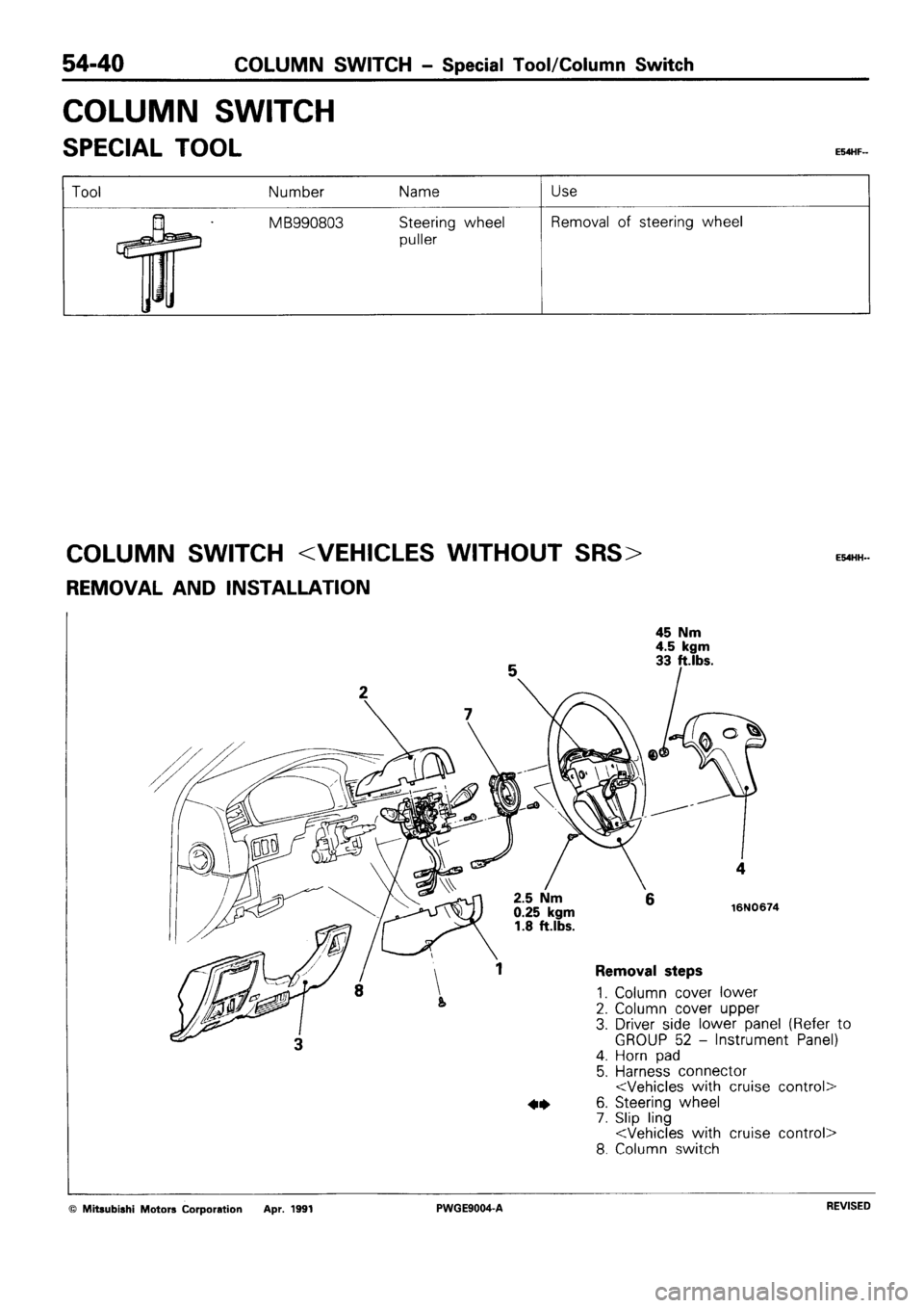 MITSUBISHI SIGMA 1991 Workshop Manual MITSUBISHI SIGMA 1991 Workshop Manual