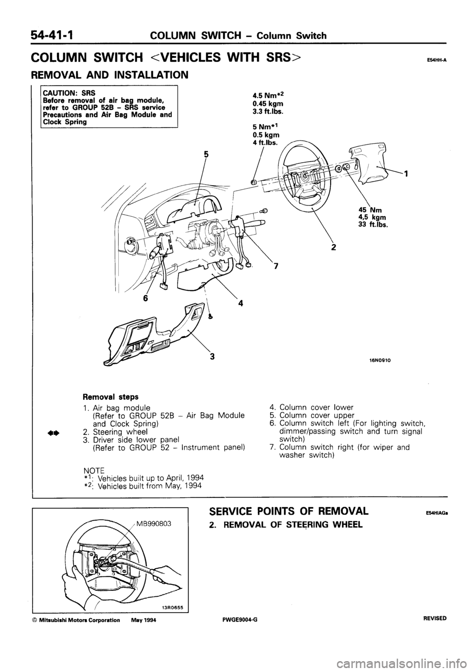 MITSUBISHI SIGMA 1991  Workshop Manual 