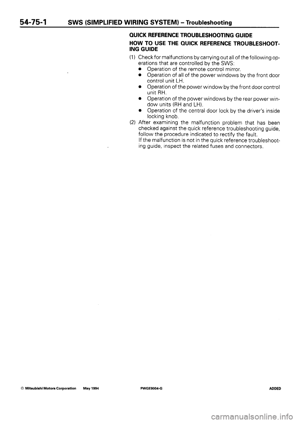 MITSUBISHI SIGMA 1991  Workshop Manual 