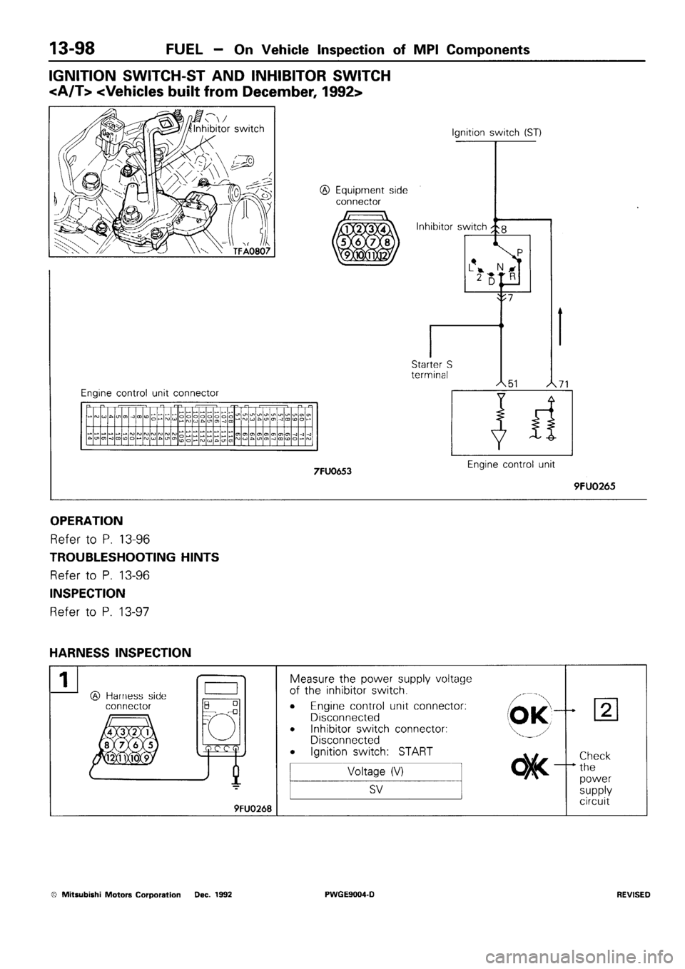 MITSUBISHI SIGMA 1991  Workshop Manual 