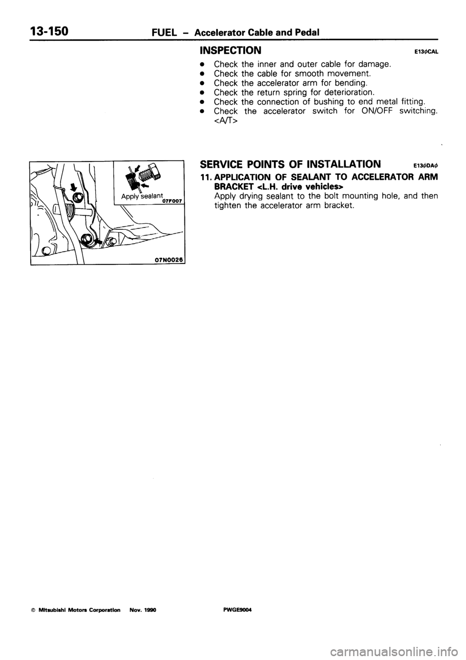 MITSUBISHI SIGMA 1991  Workshop Manual 