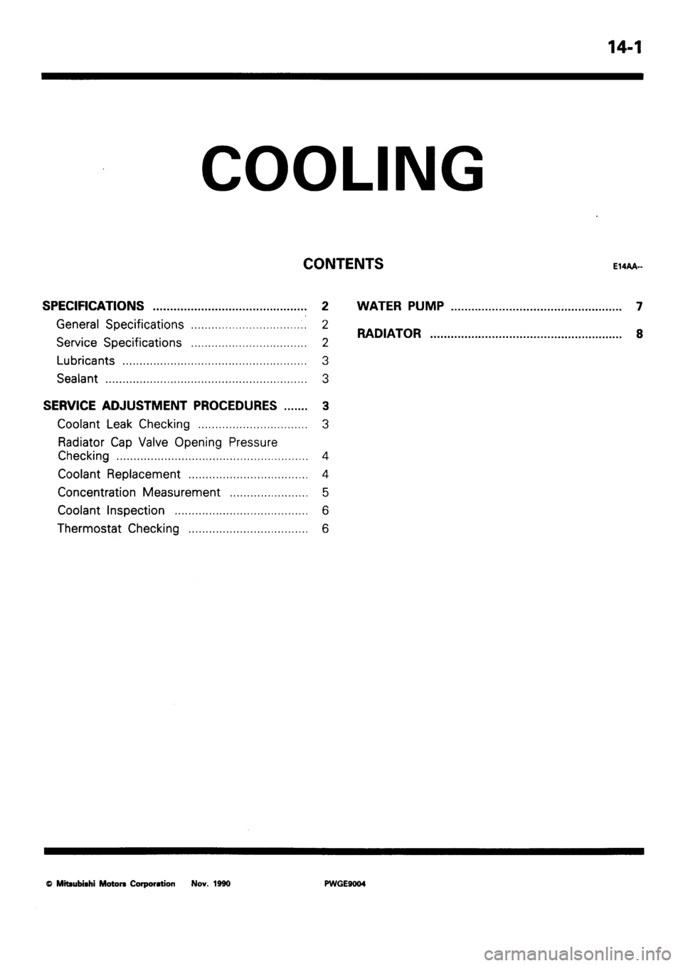 MITSUBISHI SIGMA 1991  Workshop Manual 