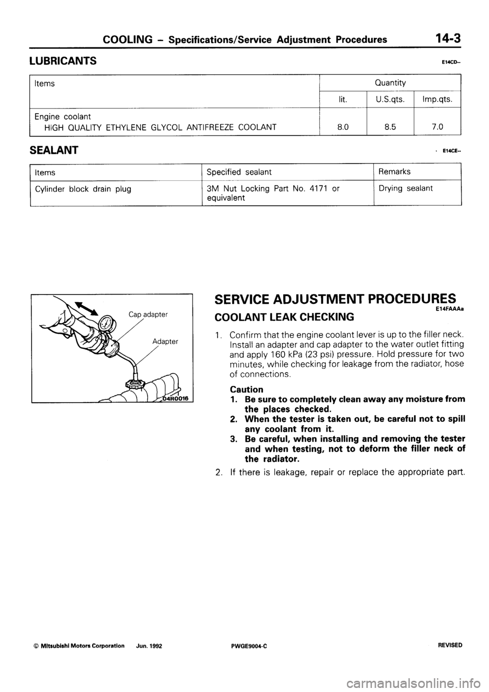 MITSUBISHI SIGMA 1991  Workshop Manual 