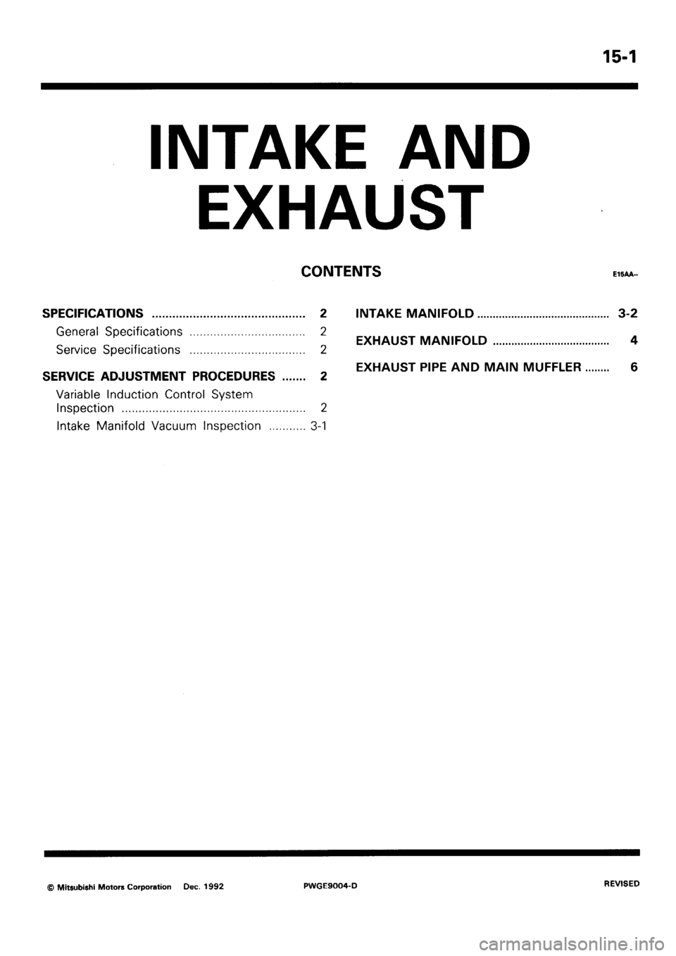 MITSUBISHI SIGMA 1991  Workshop Manual 