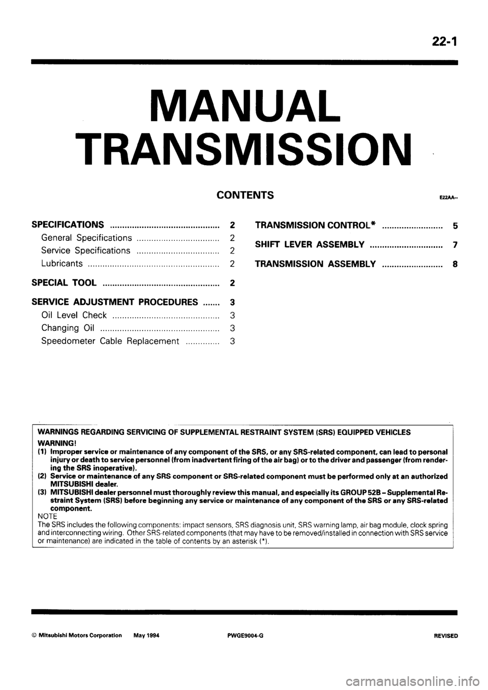 MITSUBISHI SIGMA 1991  Workshop Manual 