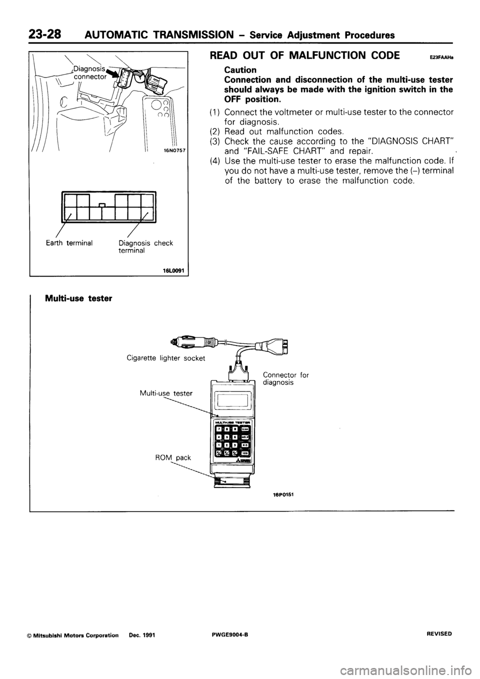 MITSUBISHI SIGMA 1991  Workshop Manual 