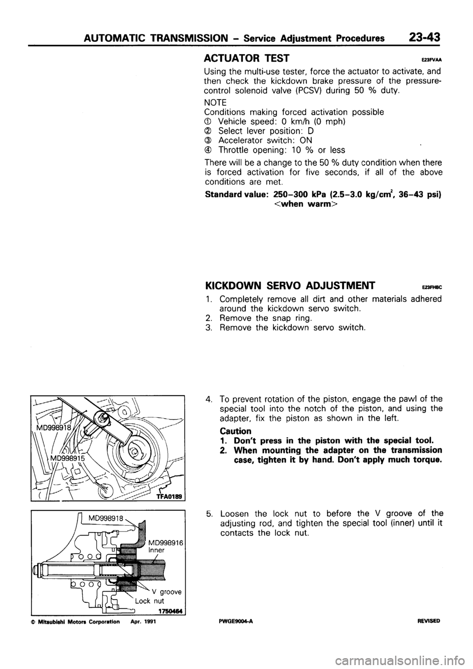 MITSUBISHI SIGMA 1991  Workshop Manual 