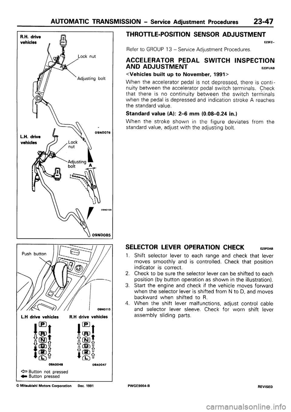 MITSUBISHI SIGMA 1991  Workshop Manual 