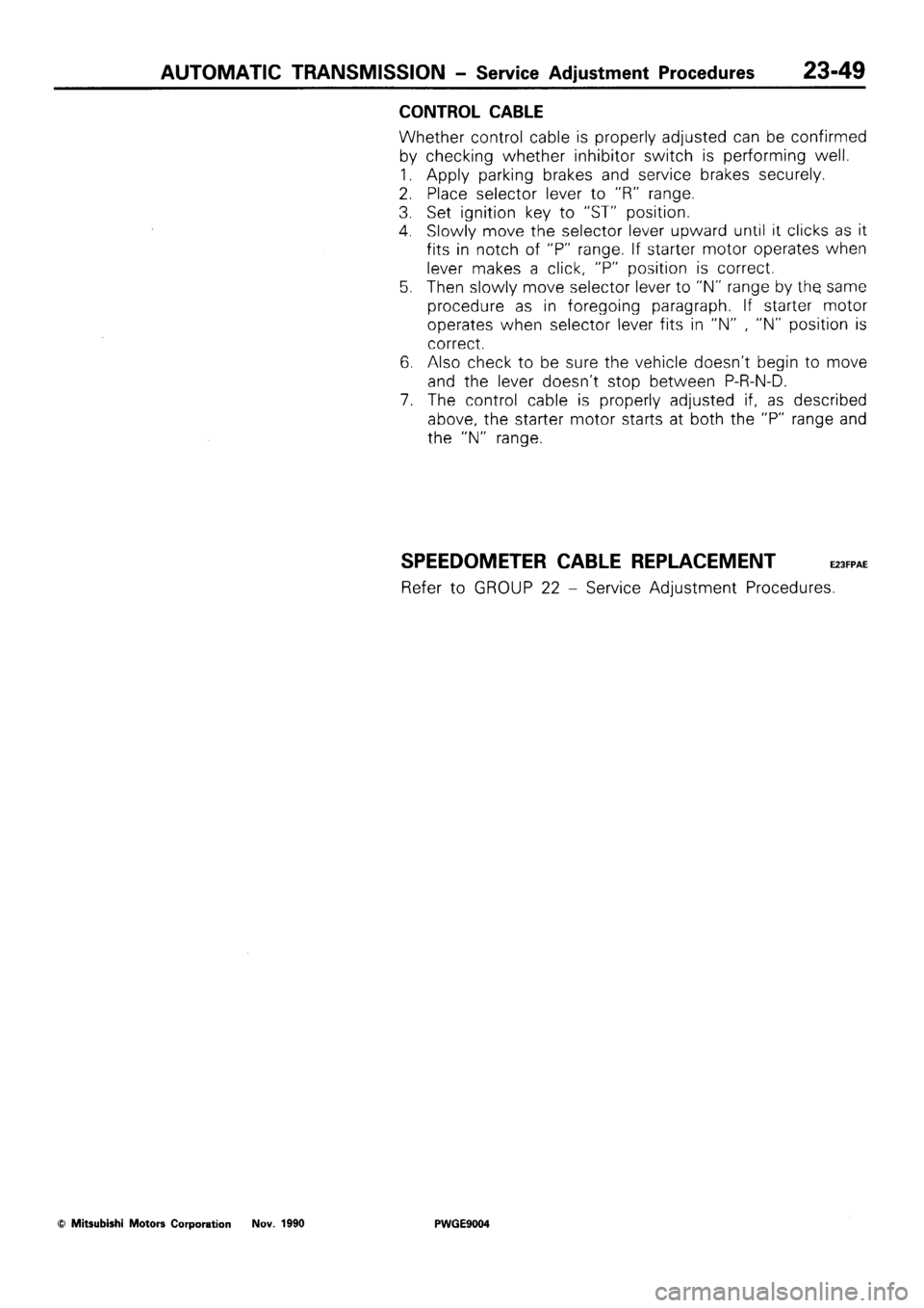 MITSUBISHI SIGMA 1991  Workshop Manual 