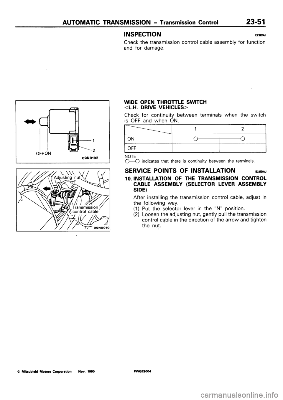 MITSUBISHI SIGMA 1991  Workshop Manual 