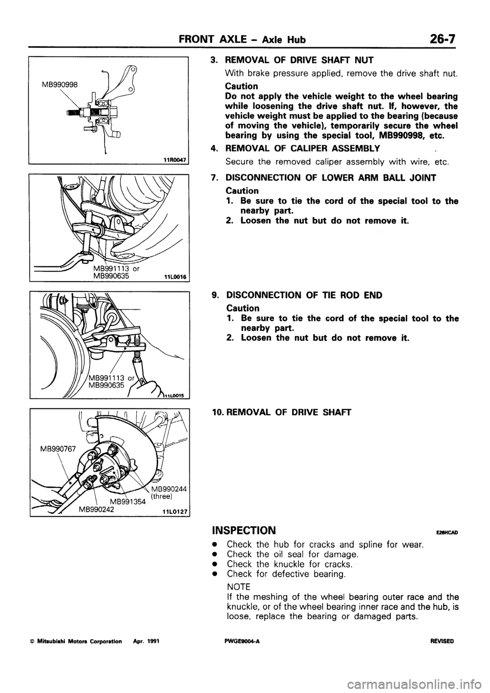 MITSUBISHI SIGMA 1991  Workshop Manual 