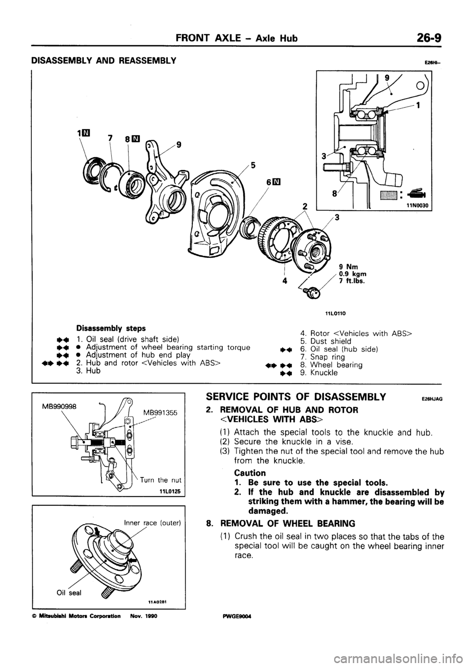 MITSUBISHI SIGMA 1991  Workshop Manual 