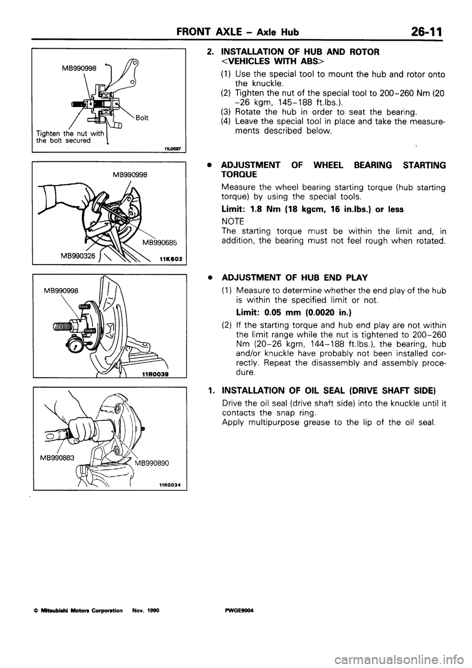 MITSUBISHI SIGMA 1991  Workshop Manual 