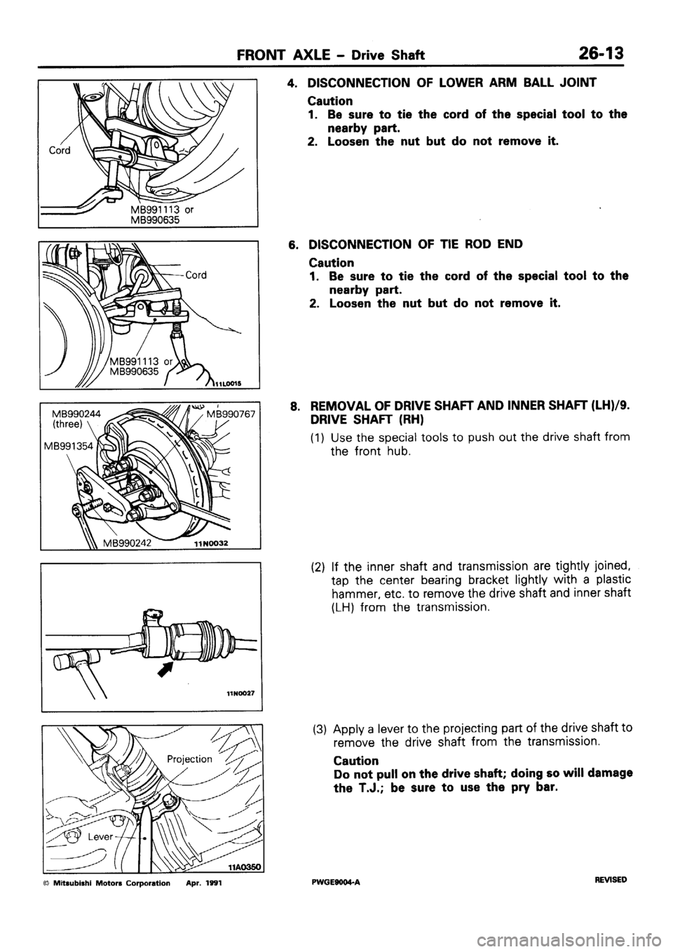 MITSUBISHI SIGMA 1991  Workshop Manual 