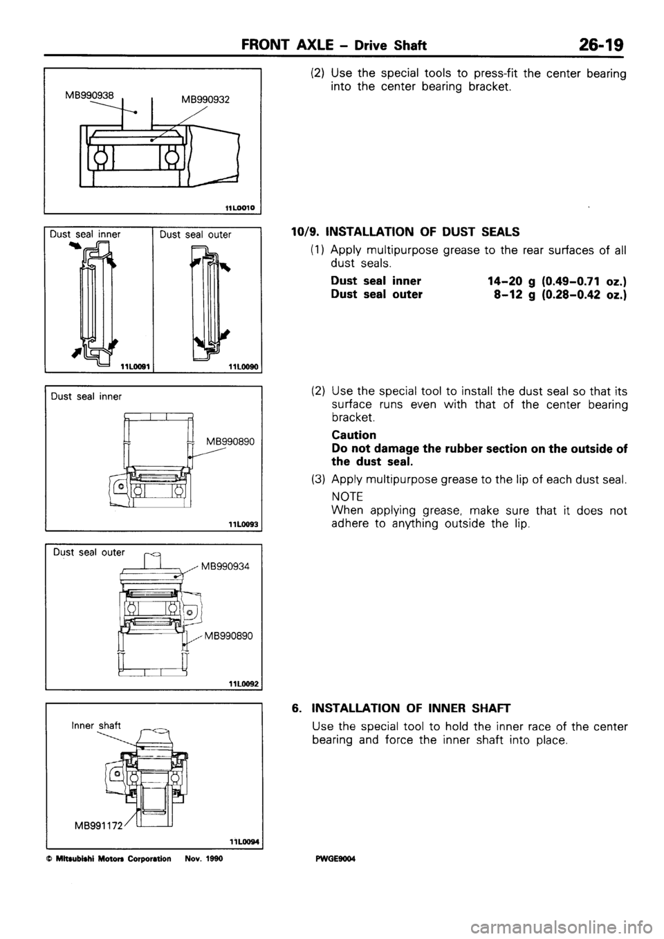 MITSUBISHI SIGMA 1991  Workshop Manual 