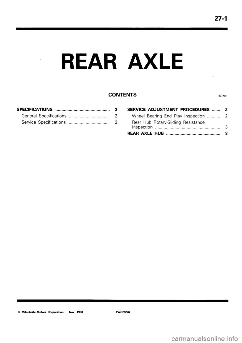 MITSUBISHI SIGMA 1991  Workshop Manual 