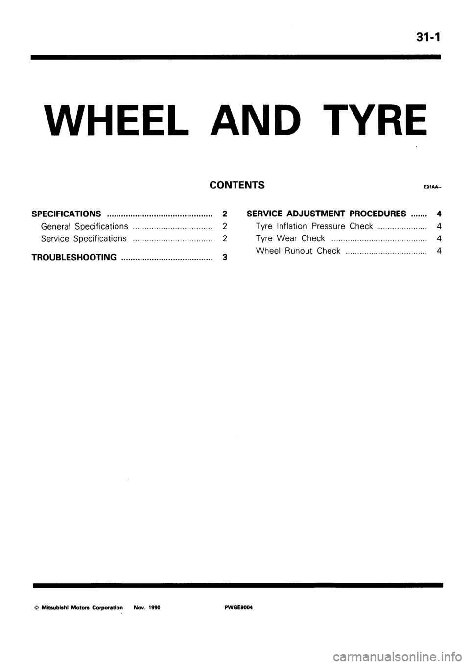 MITSUBISHI SIGMA 1991  Workshop Manual 