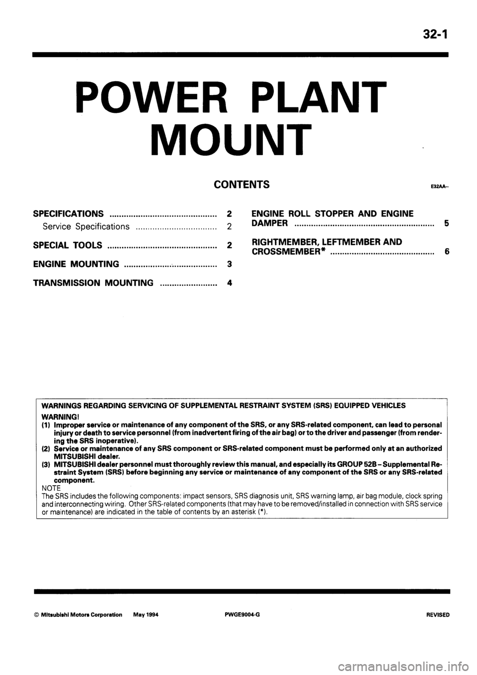 MITSUBISHI SIGMA 1991  Workshop Manual 