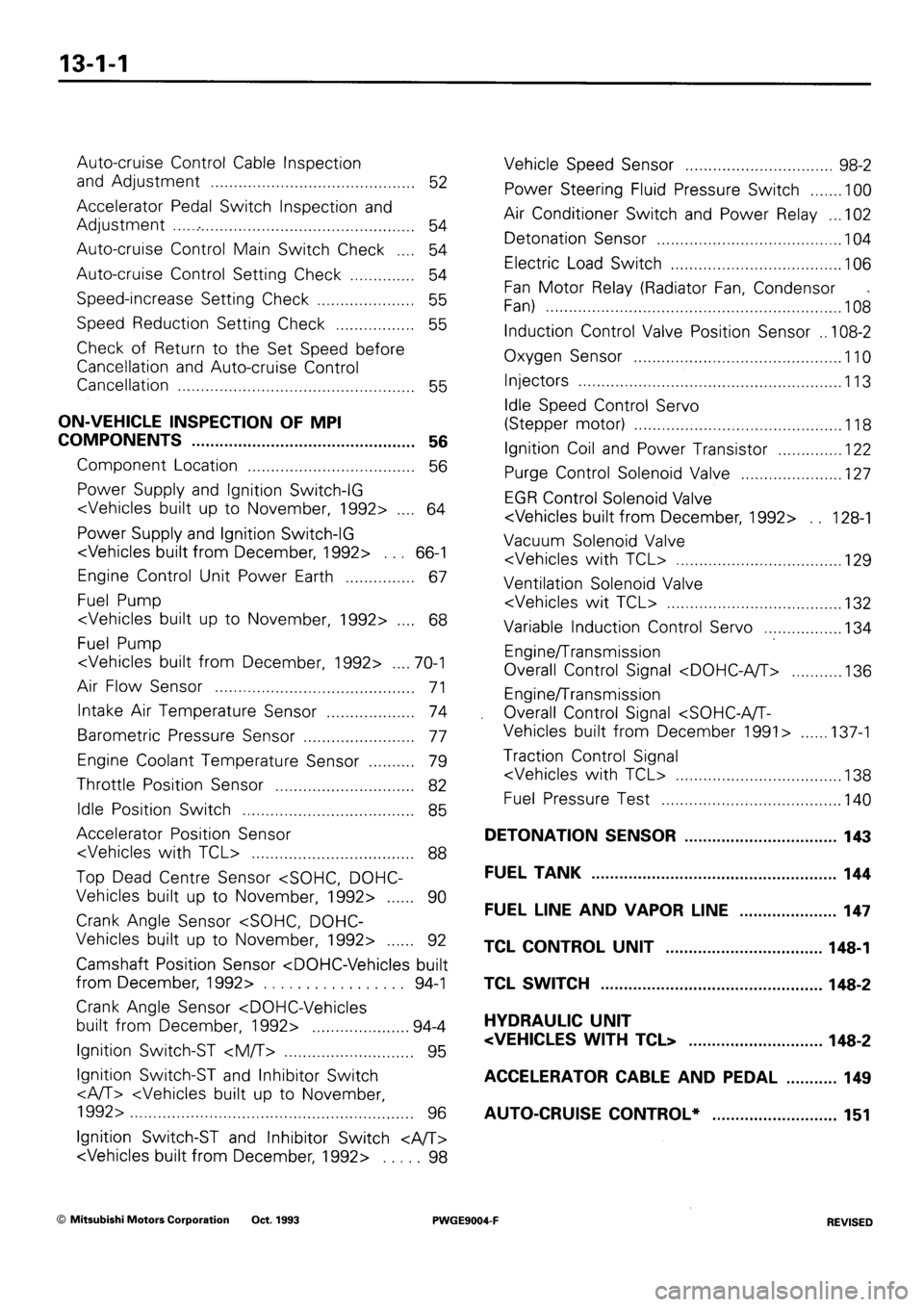 MITSUBISHI SIGMA 1991 Owners Manual 