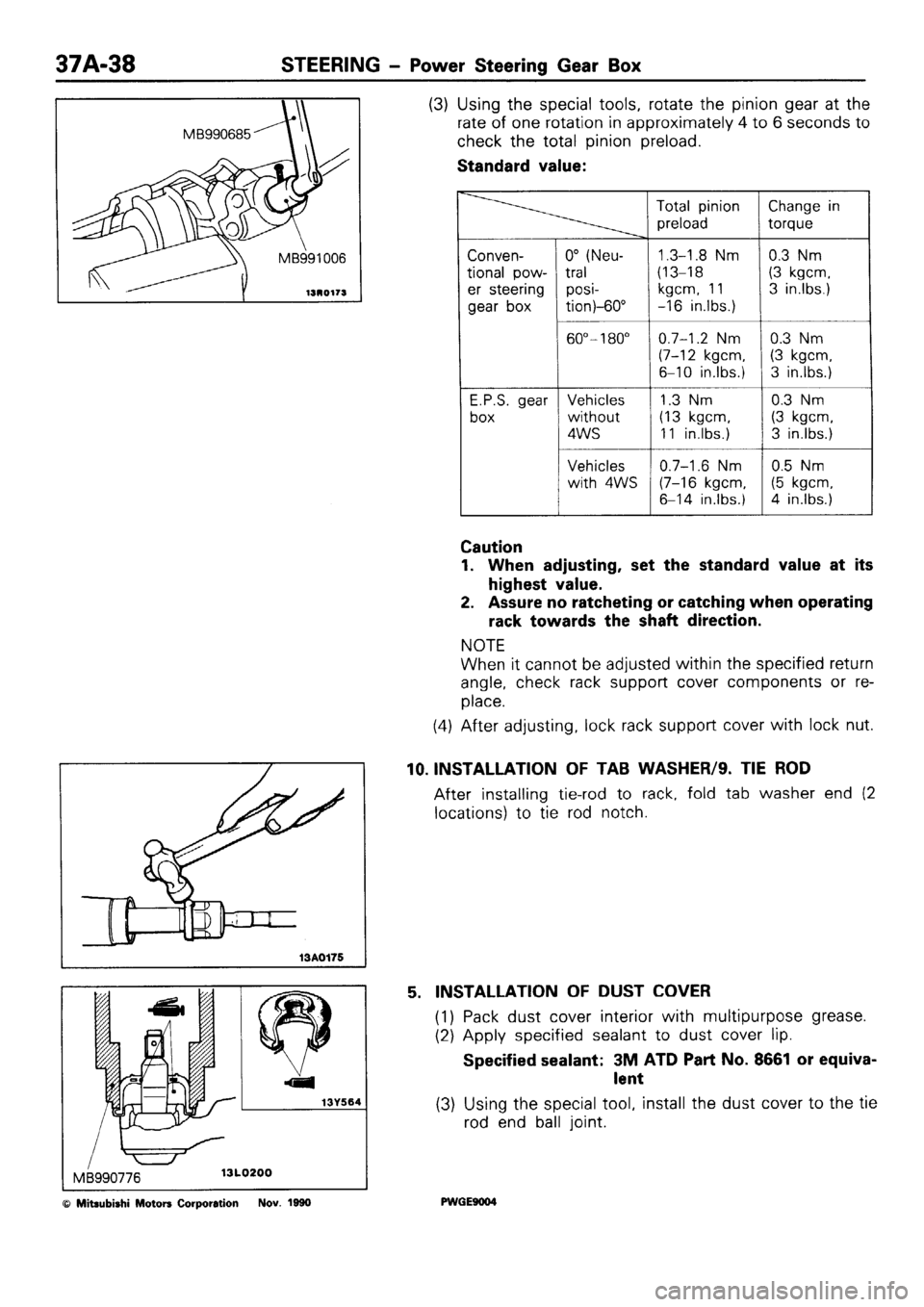 MITSUBISHI SIGMA 1991  Workshop Manual 