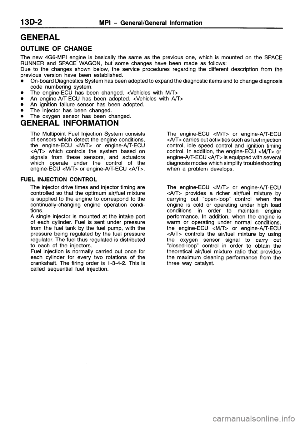MITSUBISHI SPACE RUNNER 2001 Workshop Manual MITSUBISHI SPACE RUNNER 2001 Workshop Manual