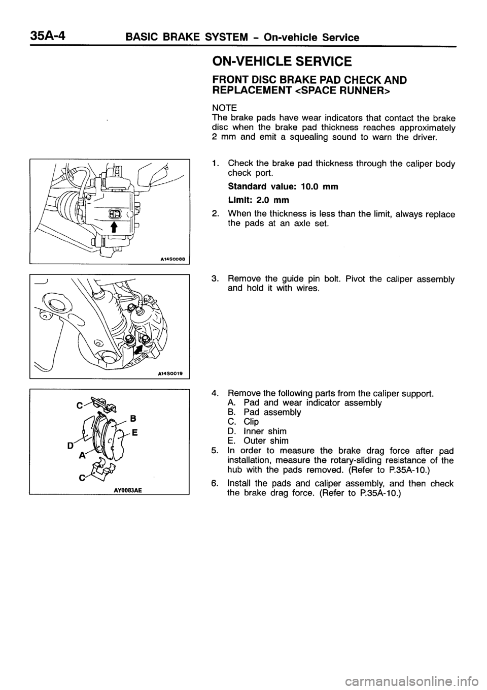 MITSUBISHI SPACE RUNNER 2001 Workshop Manual MITSUBISHI SPACE RUNNER 2001 Workshop Manual