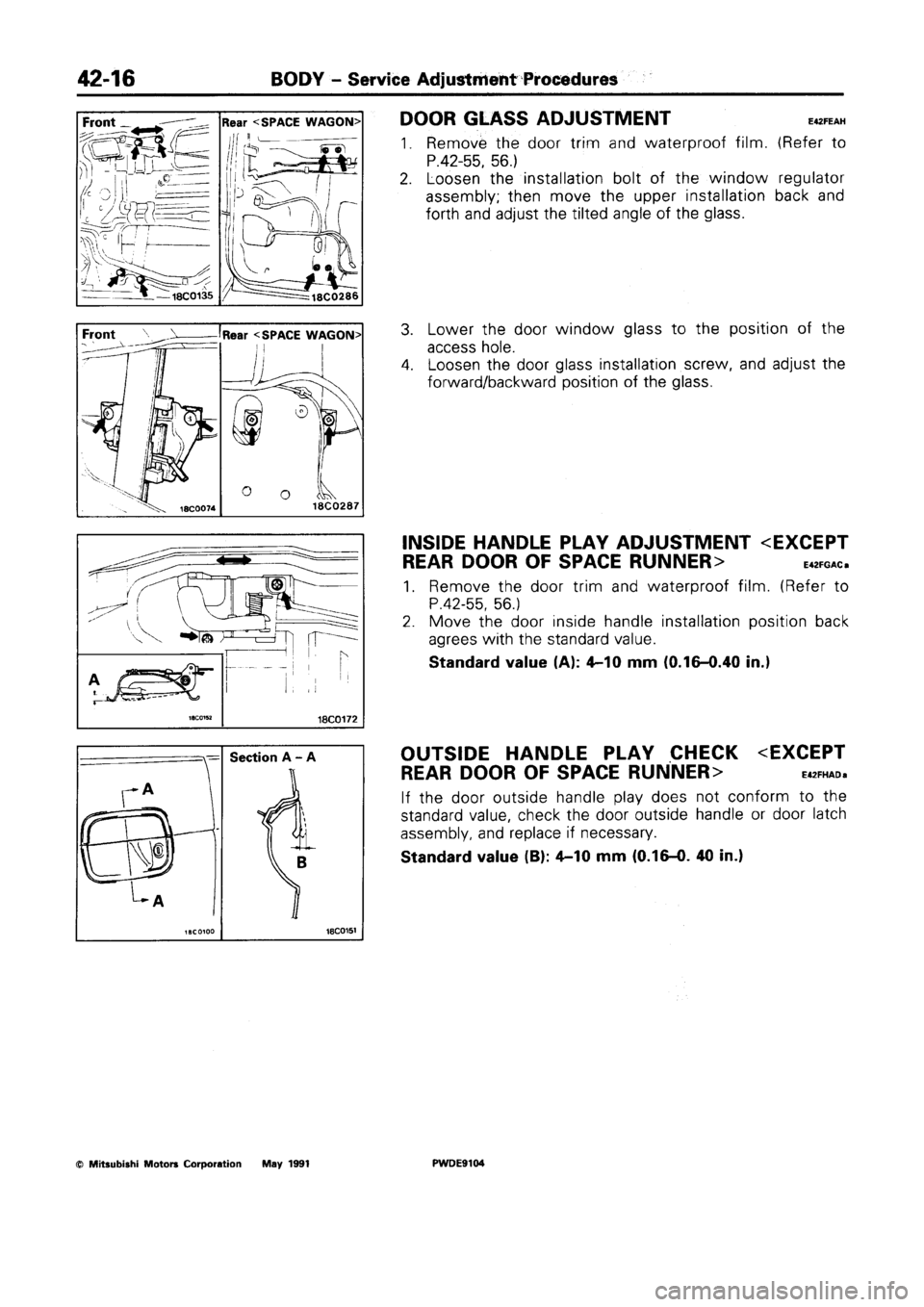 MITSUBISHI SPACE RUNNER 1992  Workshop Manual 