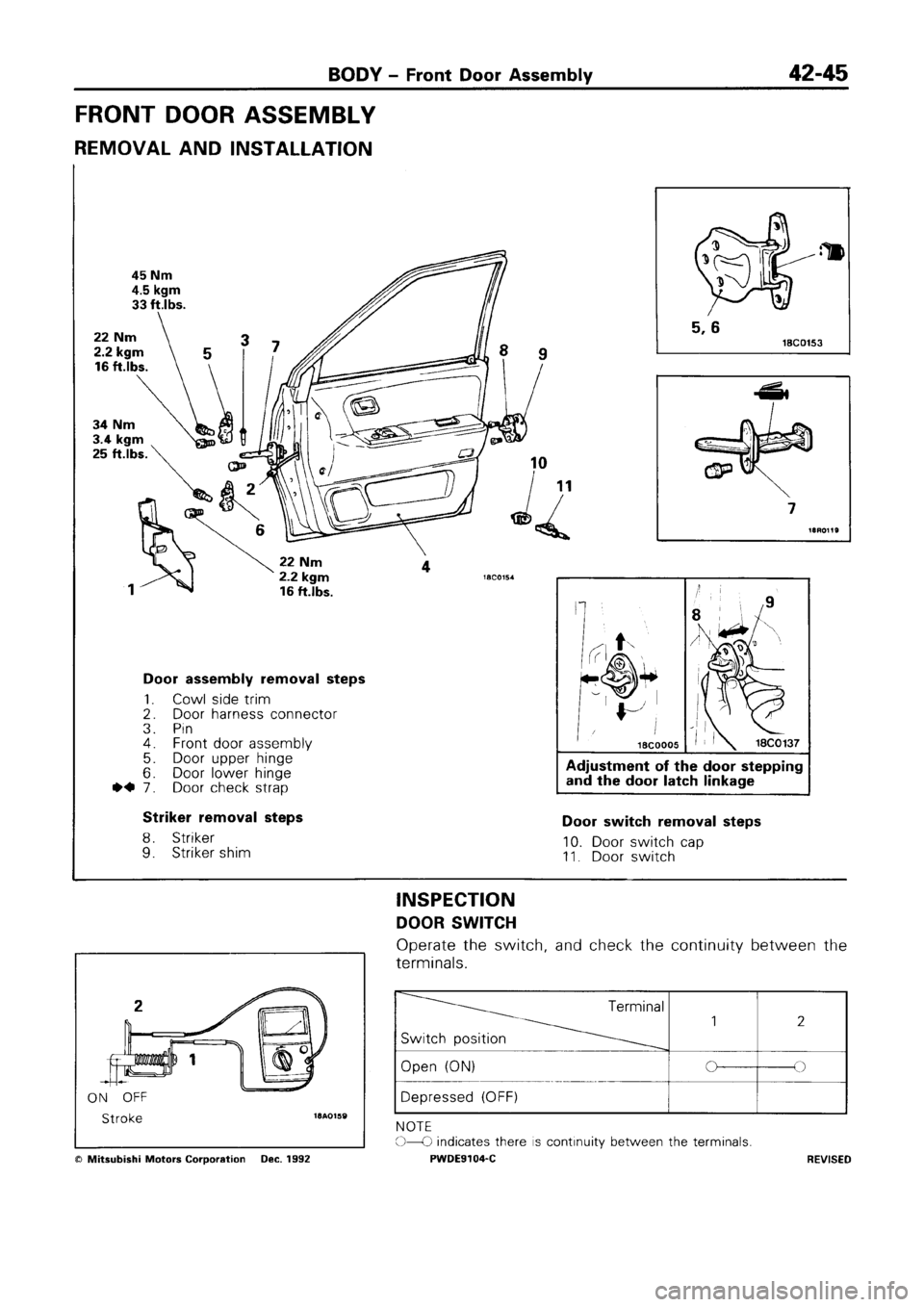 MITSUBISHI SPACE RUNNER 1992  Workshop Manual 