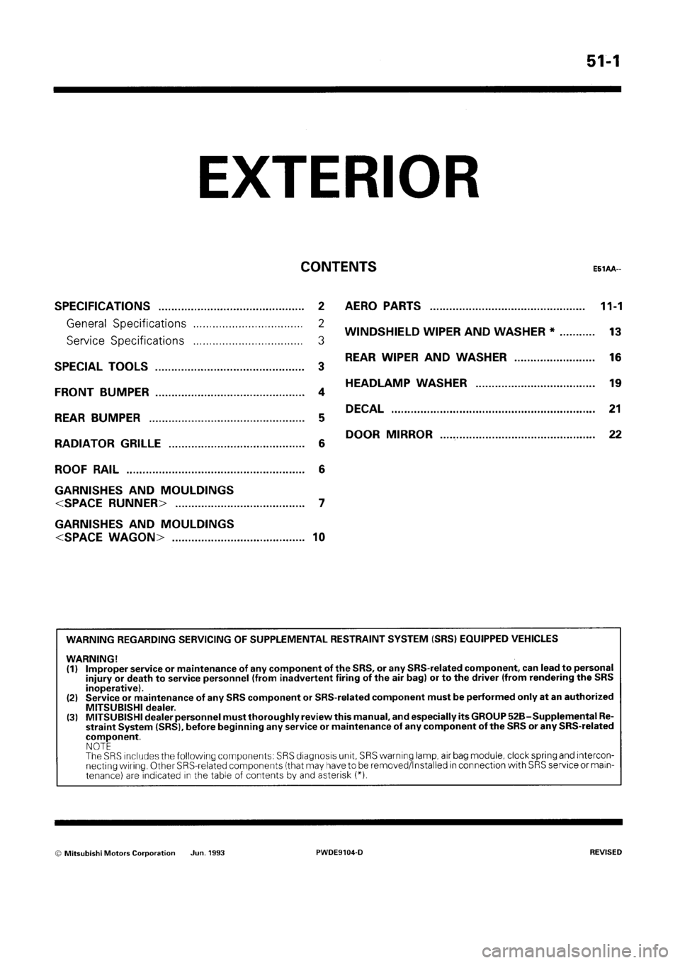 MITSUBISHI SPACE RUNNER 1992 Workshop Manual MITSUBISHI SPACE RUNNER 1992 Workshop Manual
