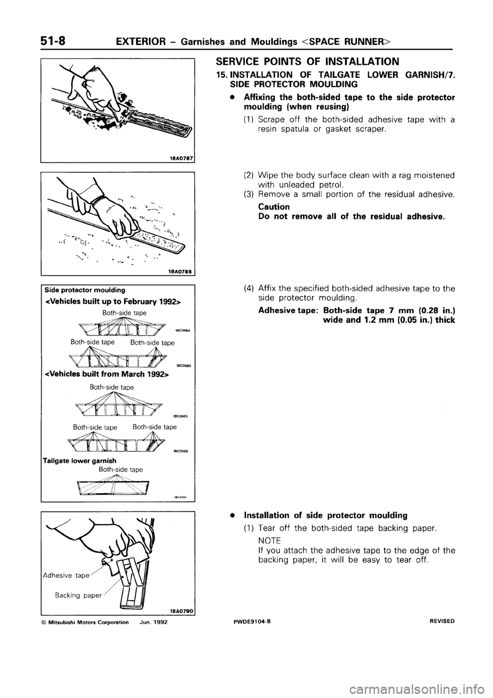MITSUBISHI SPACE RUNNER 1992 Workshop Manual MITSUBISHI SPACE RUNNER 1992 Workshop Manual