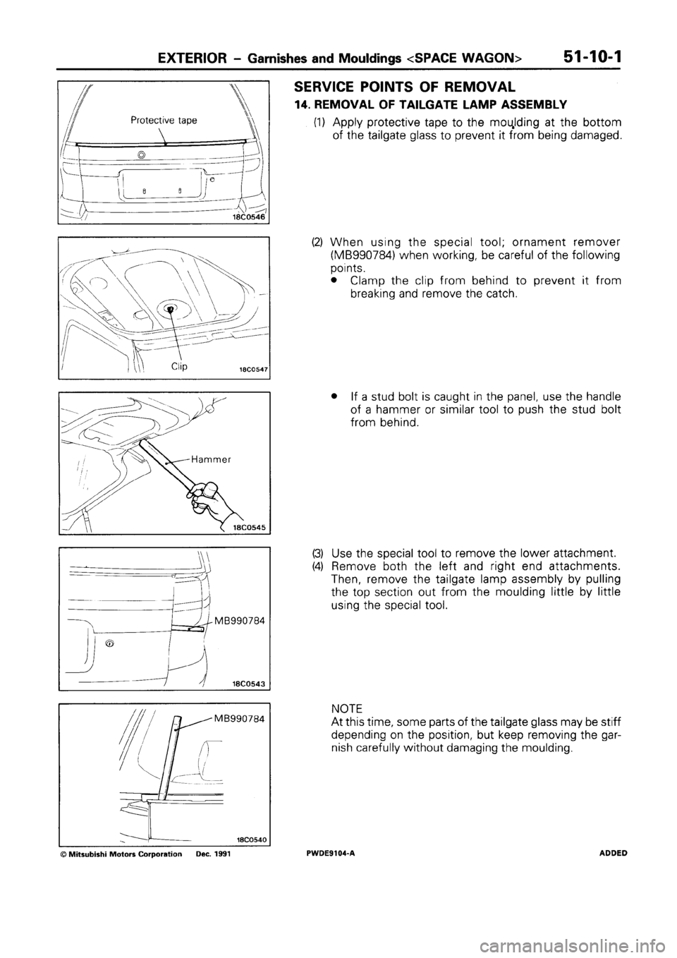 MITSUBISHI SPACE RUNNER 1992 Workshop Manual MITSUBISHI SPACE RUNNER 1992 Workshop Manual