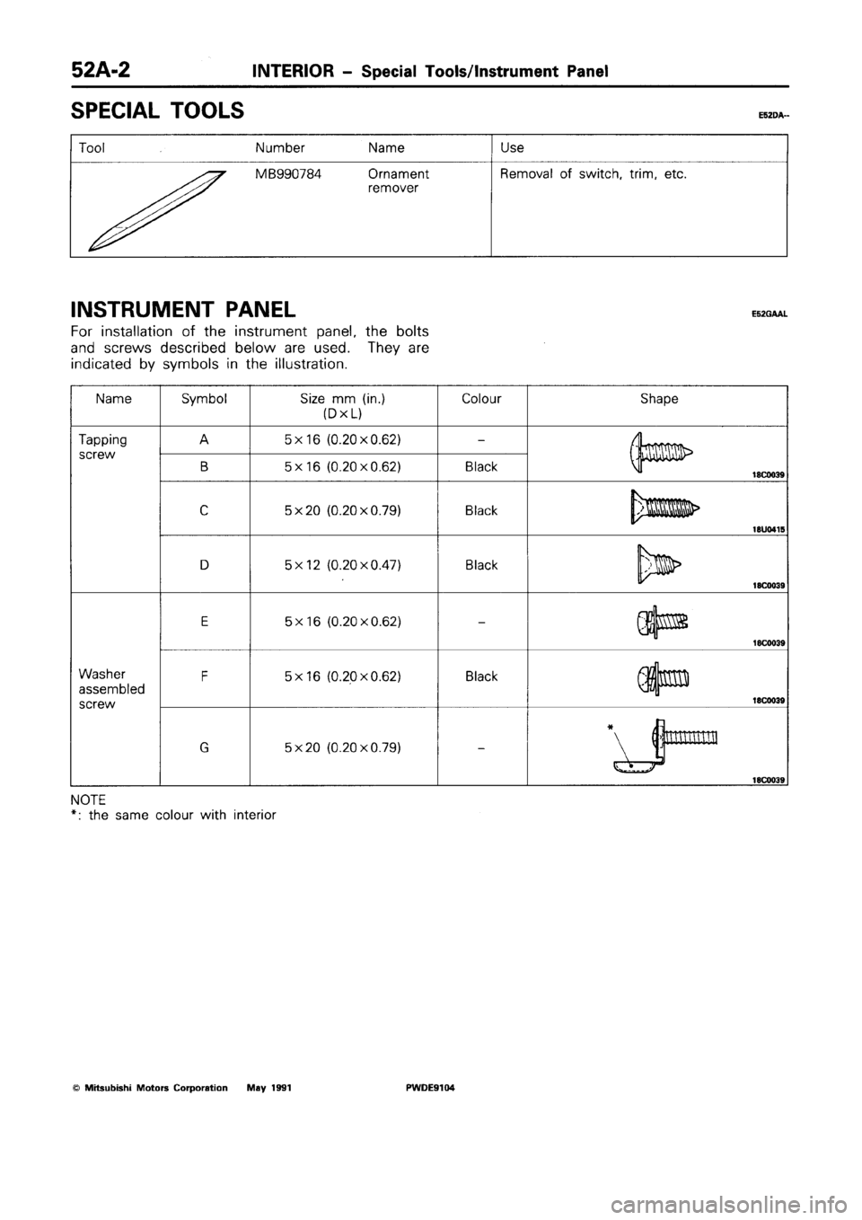 MITSUBISHI SPACE RUNNER 1992 Workshop Manual MITSUBISHI SPACE RUNNER 1992 Workshop Manual