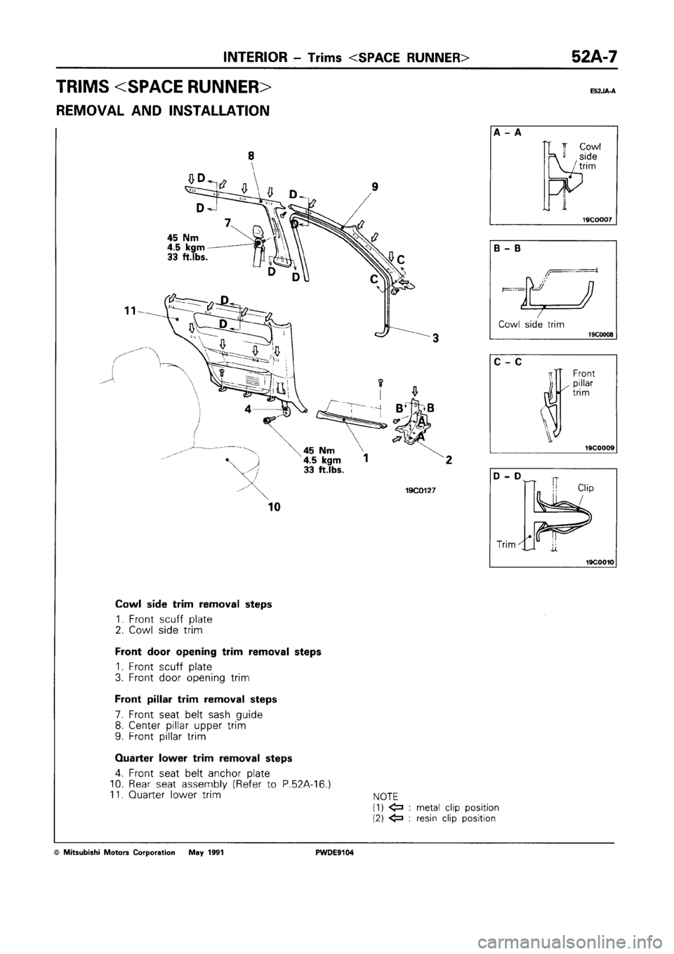 MITSUBISHI SPACE RUNNER 1992 Workshop Manual MITSUBISHI SPACE RUNNER 1992 Workshop Manual