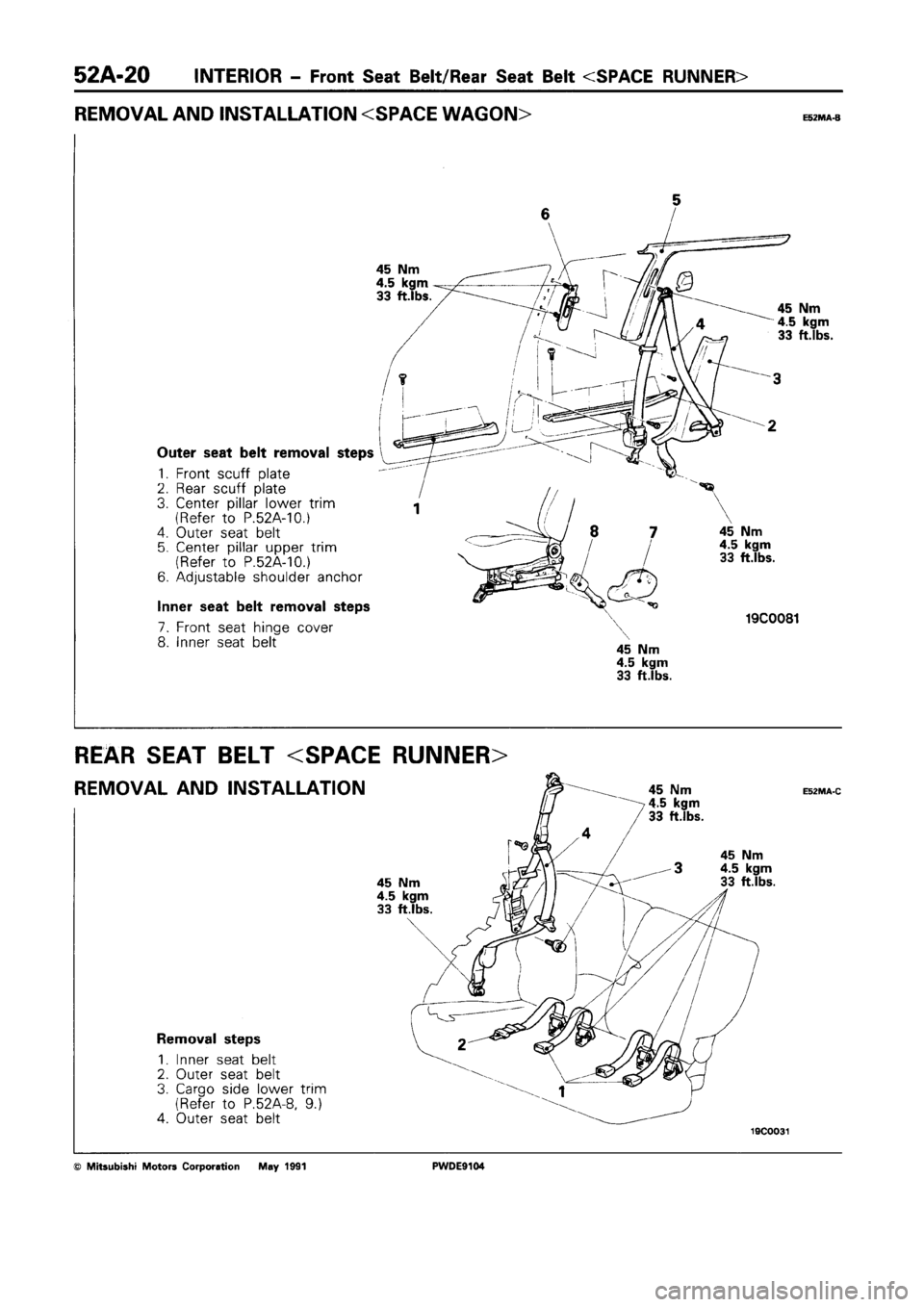 MITSUBISHI SPACE RUNNER 1992 Workshop Manual MITSUBISHI SPACE RUNNER 1992 Workshop Manual