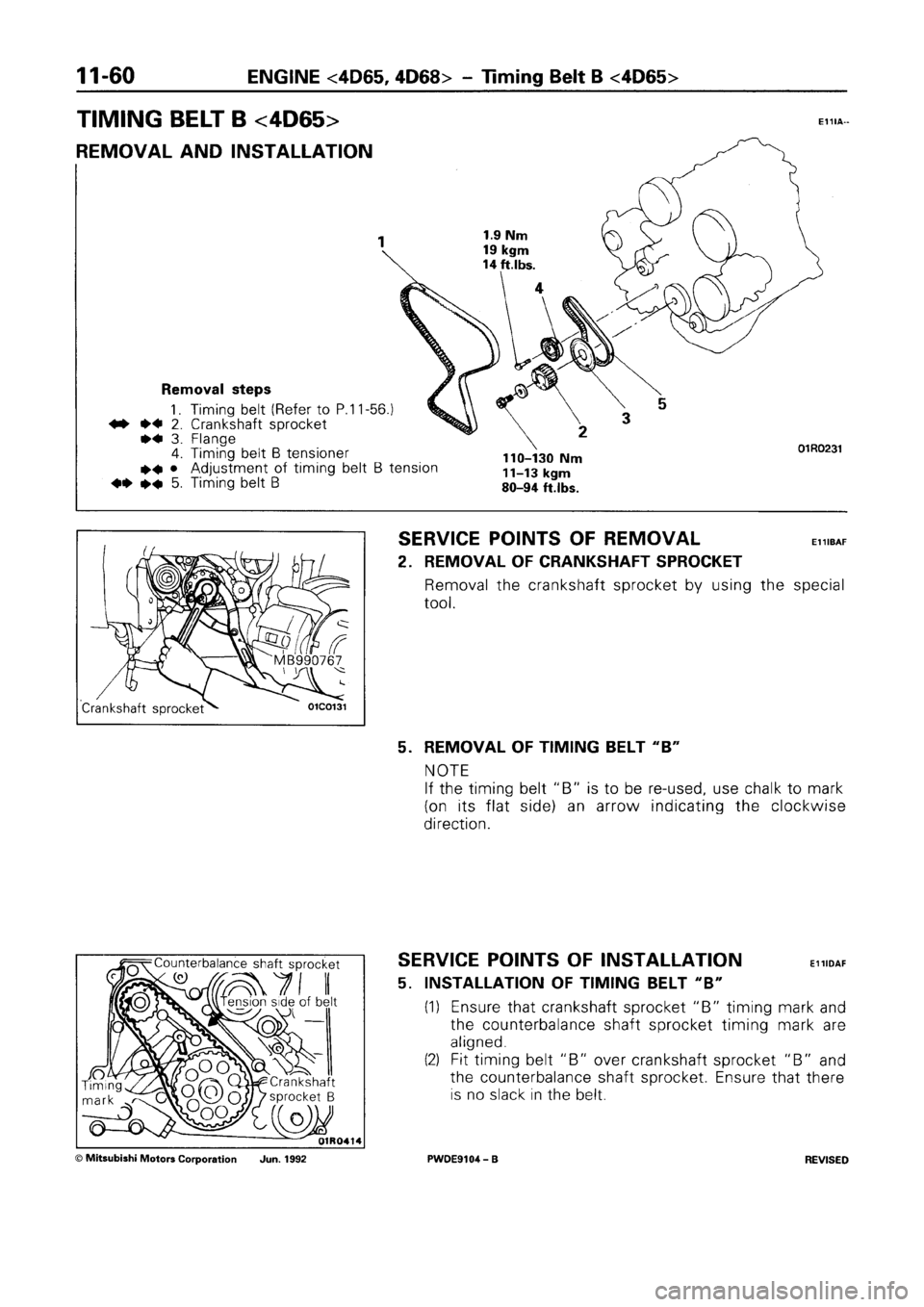 MITSUBISHI SPACE RUNNER 1992  Workshop Manual 