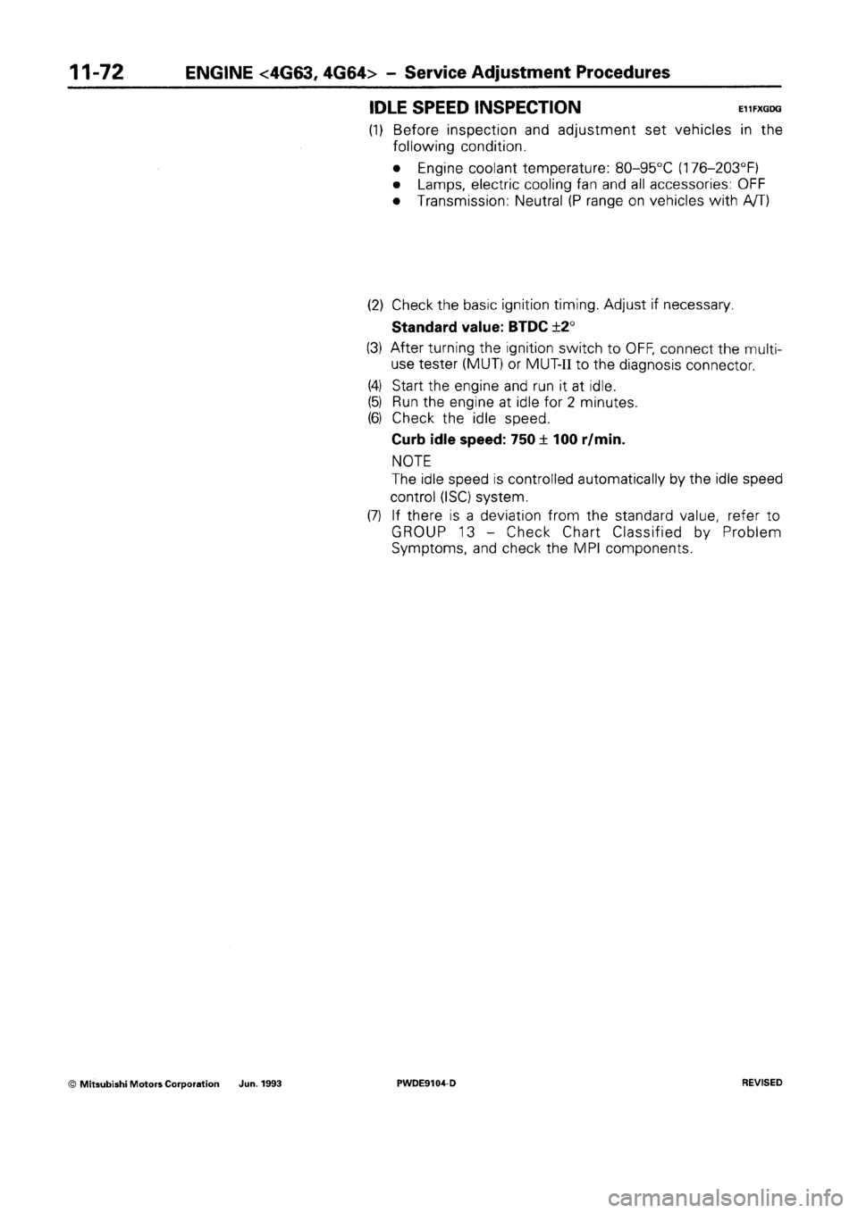 MITSUBISHI SPACE RUNNER 1992 Workshop Manual MITSUBISHI SPACE RUNNER 1992 Workshop Manual
