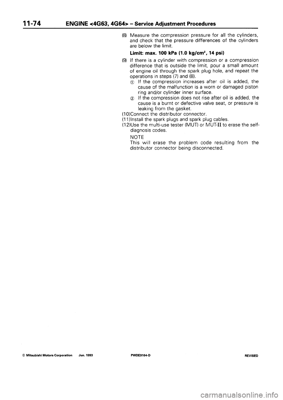 MITSUBISHI SPACE RUNNER 1992 Workshop Manual MITSUBISHI SPACE RUNNER 1992 Workshop Manual