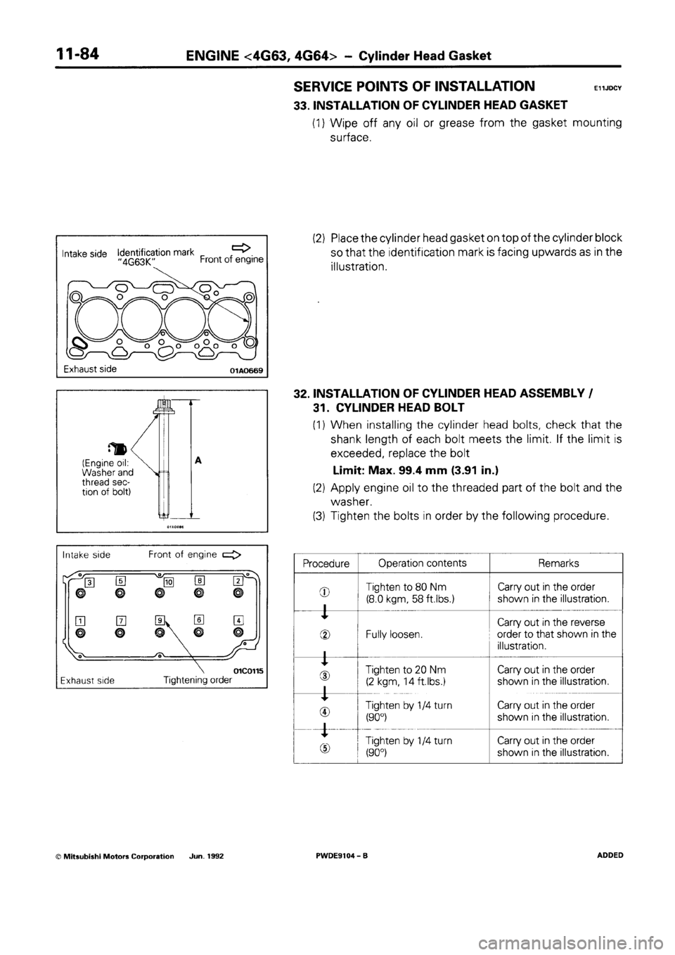 MITSUBISHI SPACE RUNNER 1992 Workshop Manual MITSUBISHI SPACE RUNNER 1992 Workshop Manual