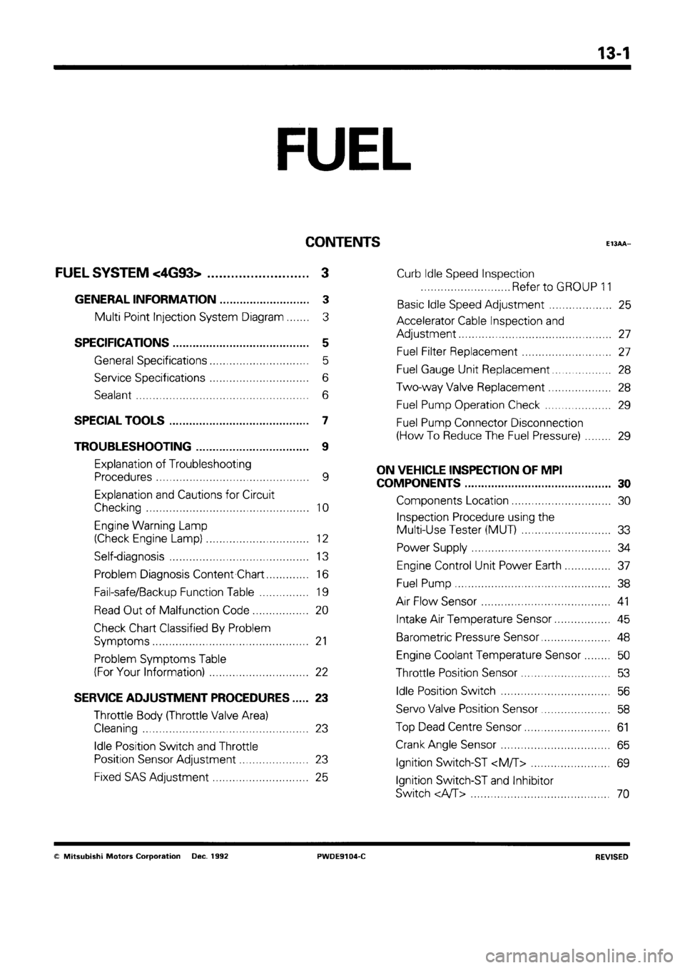 MITSUBISHI SPACE RUNNER 1992 Workshop Manual MITSUBISHI SPACE RUNNER 1992 Workshop Manual