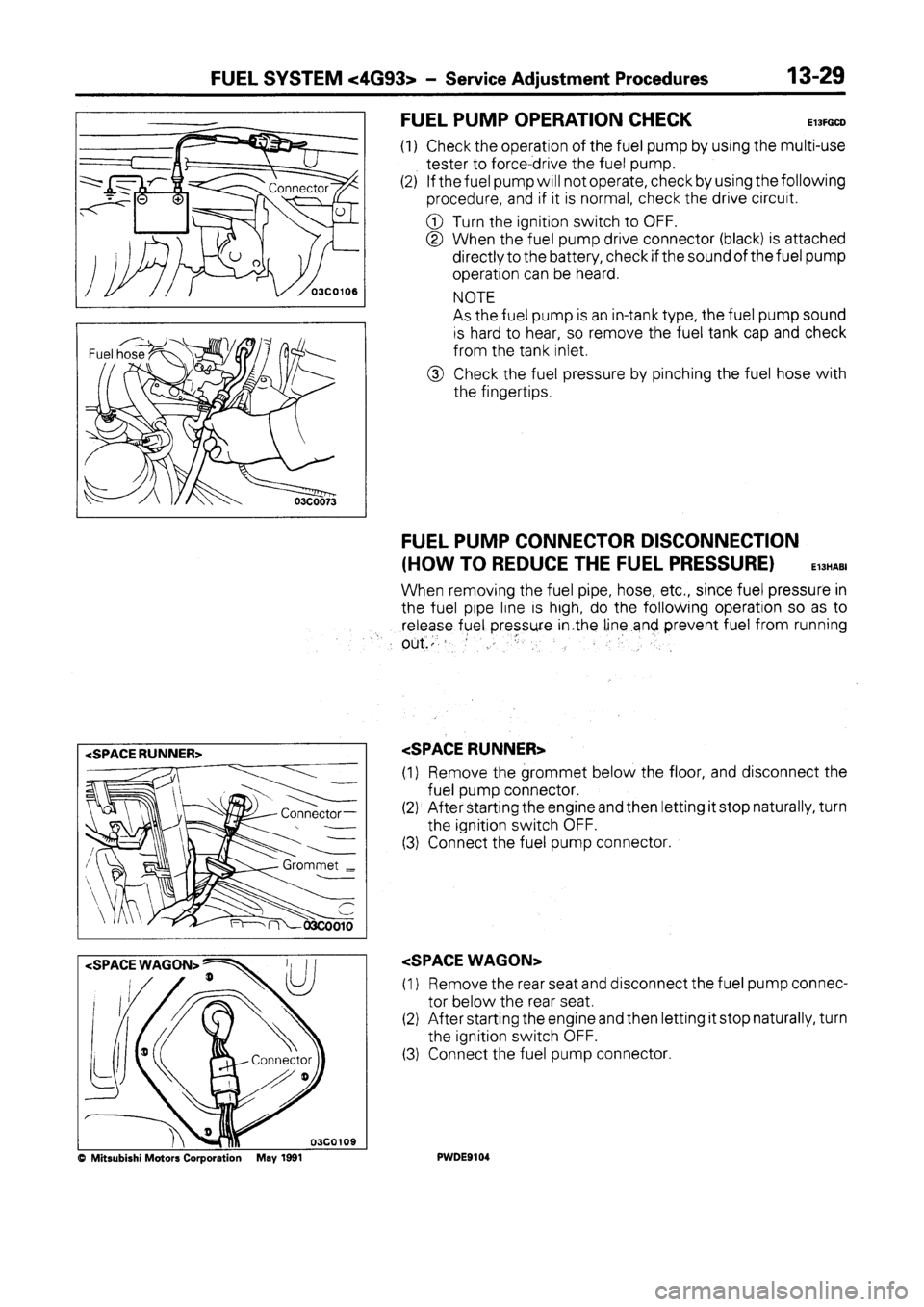 MITSUBISHI SPACE RUNNER 1992 Workshop Manual MITSUBISHI SPACE RUNNER 1992 Workshop Manual