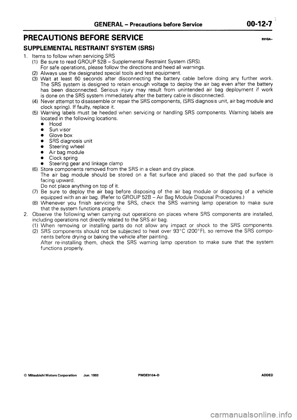 MITSUBISHI SPACE RUNNER 1992 Owners Manual MITSUBISHI SPACE RUNNER 1992 Owners Manual