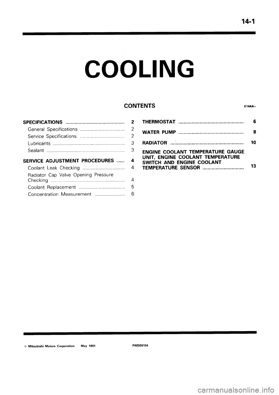 MITSUBISHI SPACE RUNNER 1992  Workshop Manual 