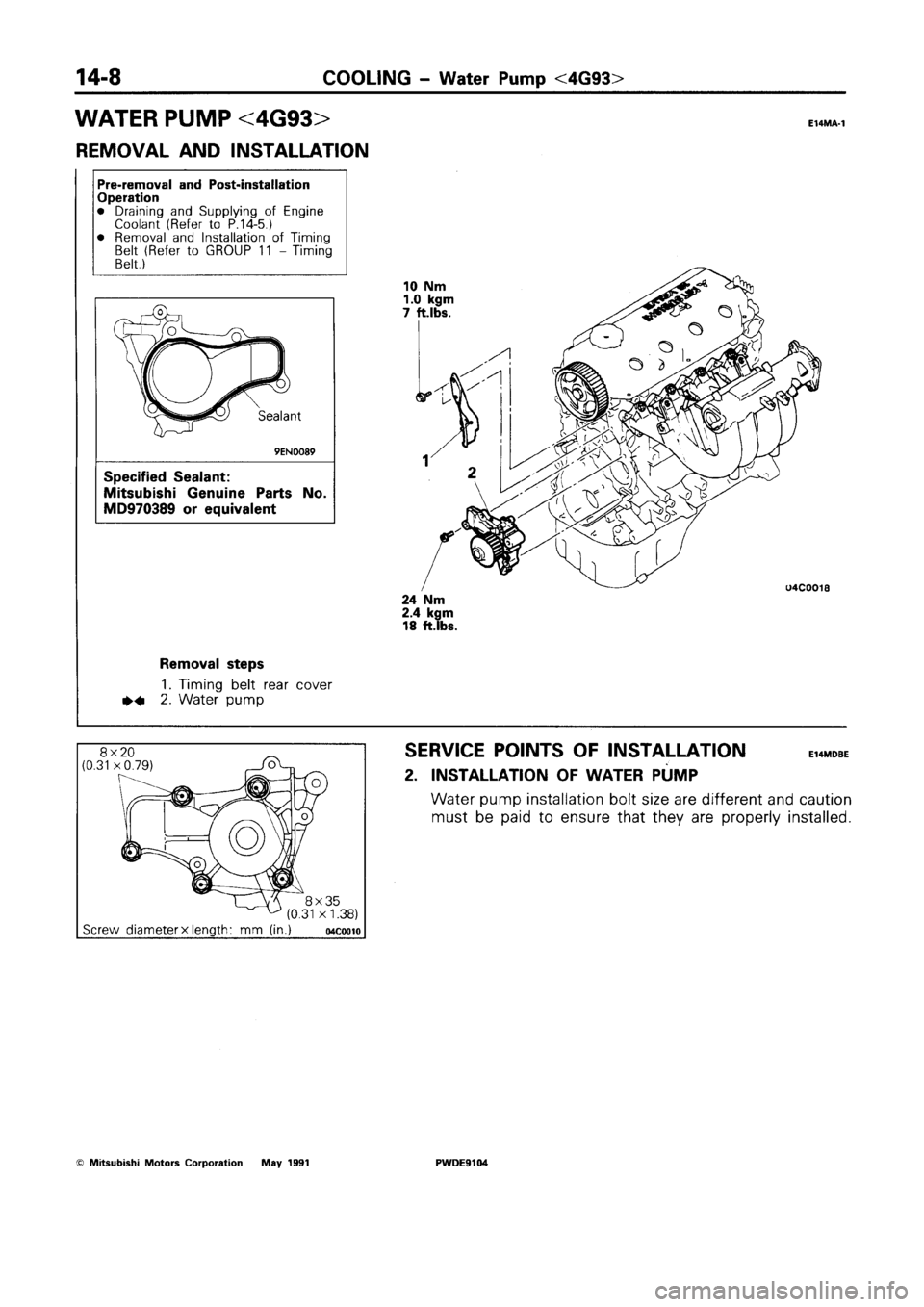 MITSUBISHI SPACE RUNNER 1992 Workshop Manual MITSUBISHI SPACE RUNNER 1992 Workshop Manual