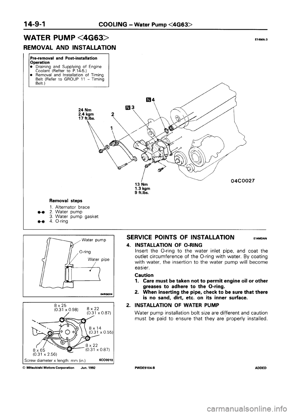 MITSUBISHI SPACE RUNNER 1992 Workshop Manual MITSUBISHI SPACE RUNNER 1992 Workshop Manual