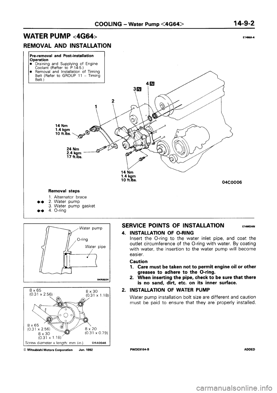 MITSUBISHI SPACE RUNNER 1992 Workshop Manual MITSUBISHI SPACE RUNNER 1992 Workshop Manual
