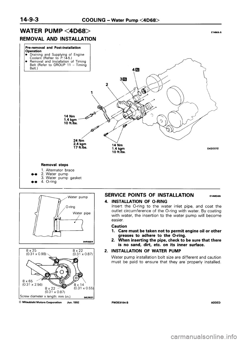 MITSUBISHI SPACE RUNNER 1992 Workshop Manual MITSUBISHI SPACE RUNNER 1992 Workshop Manual